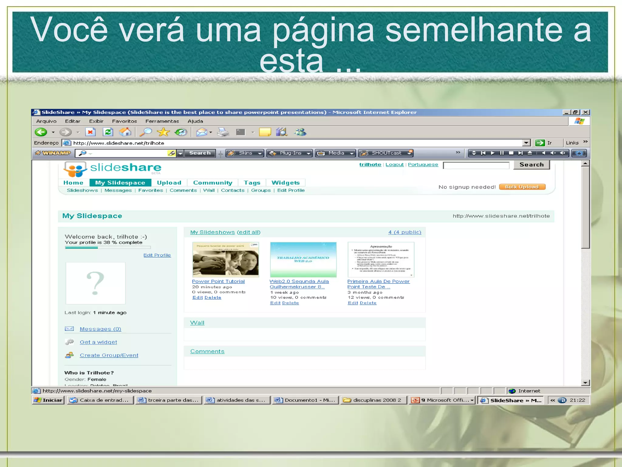 Você verá uma página semelhante a esta ...