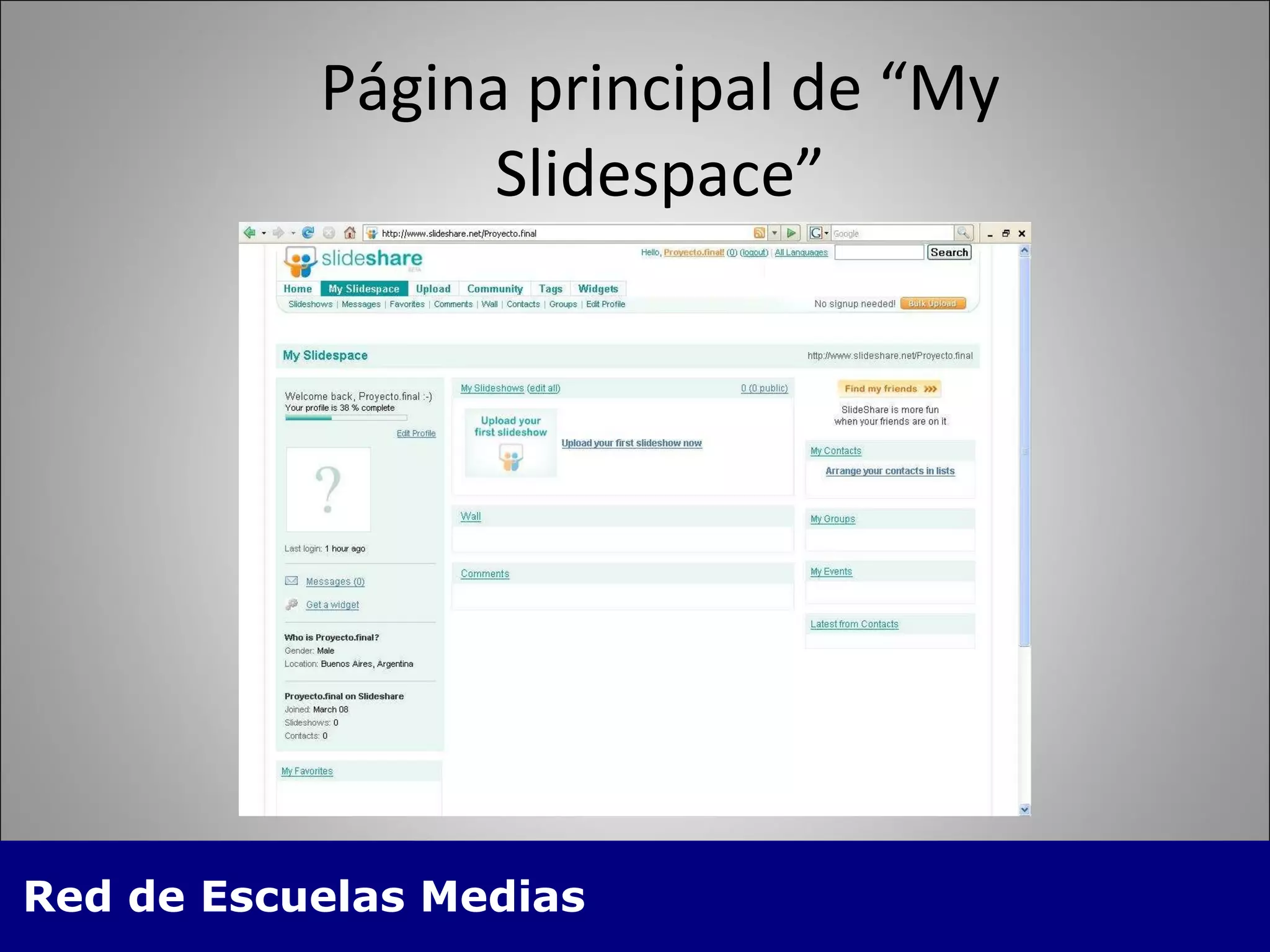 Página principal de “My Slidespace” 