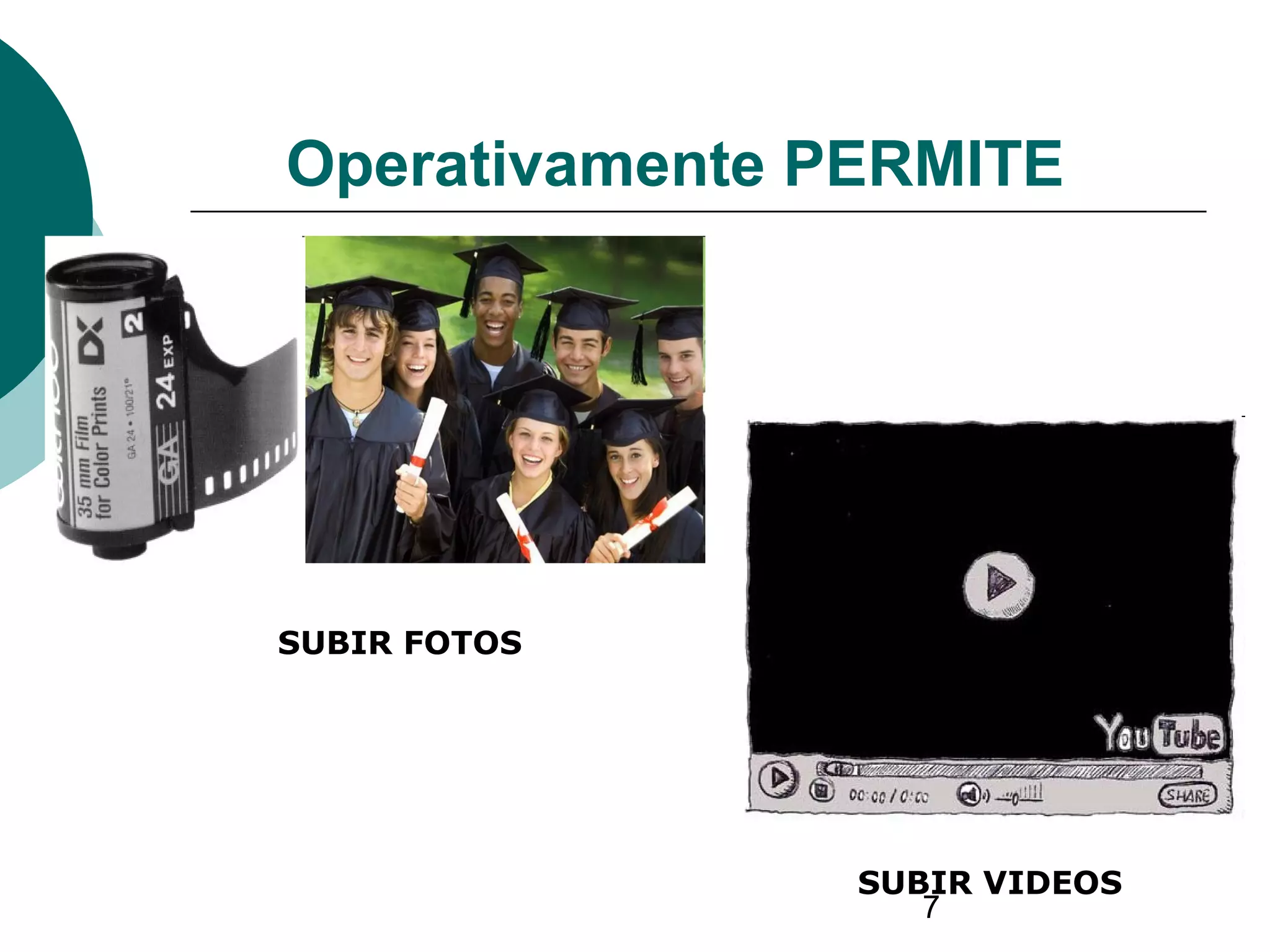 7
SUBIR FOTOS
Operativamente PERMITE
SUBIR VIDEOS
 