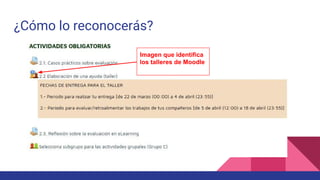 ¿Cómo lo reconocerás?
Imagen que identifica
los talleres de Moodle
 