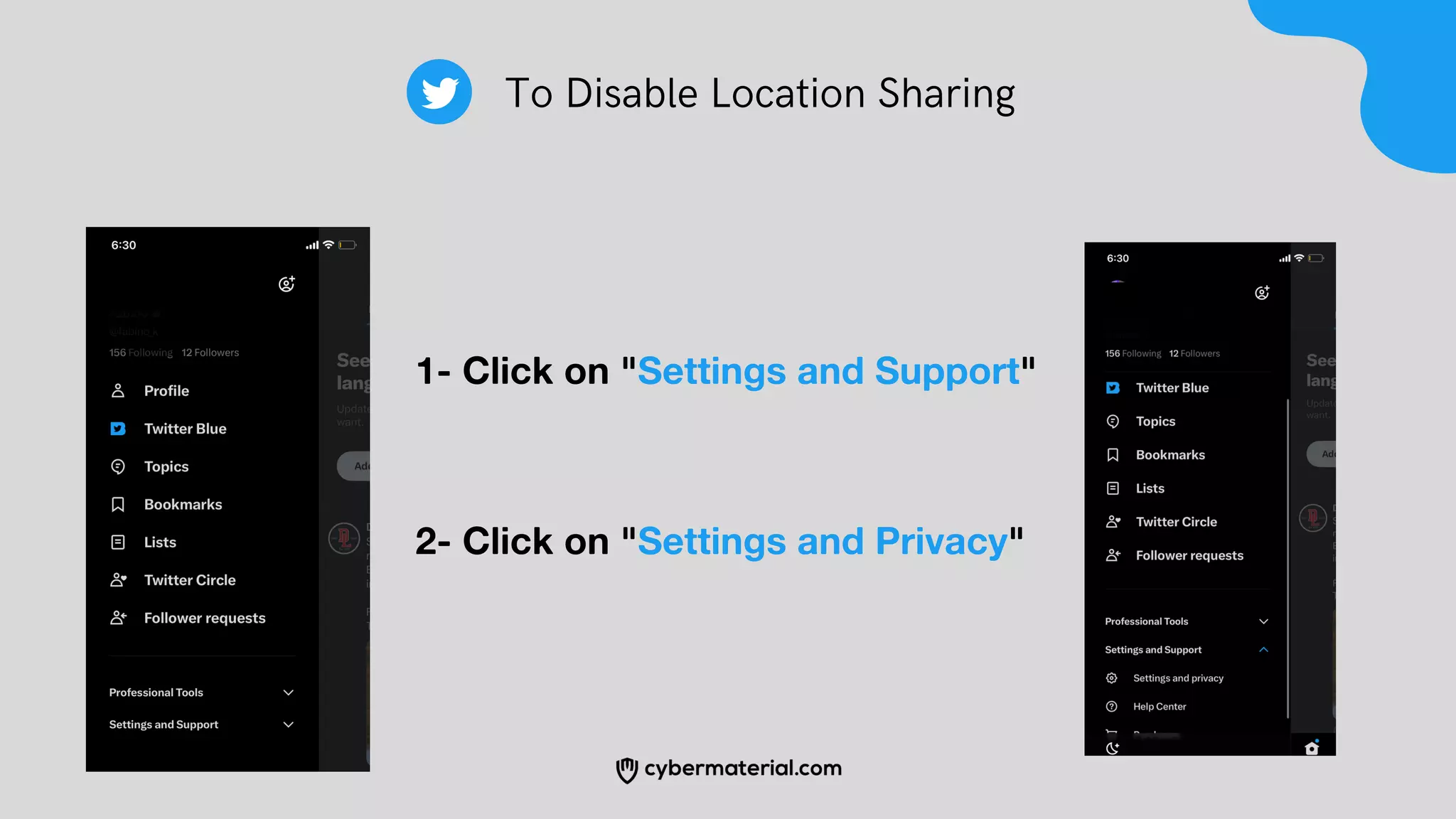To Disable Location Sharing
1- Click on "Settings and Support"
2- Click on "Settings and Privacy"