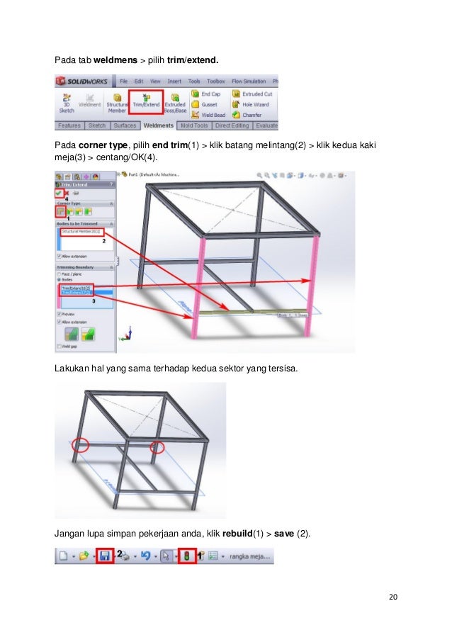 Tutorial solidworks membuat rangka meja menggunakan weldment Tutorial solidworks membuat rangka meja menggunakan weldment
