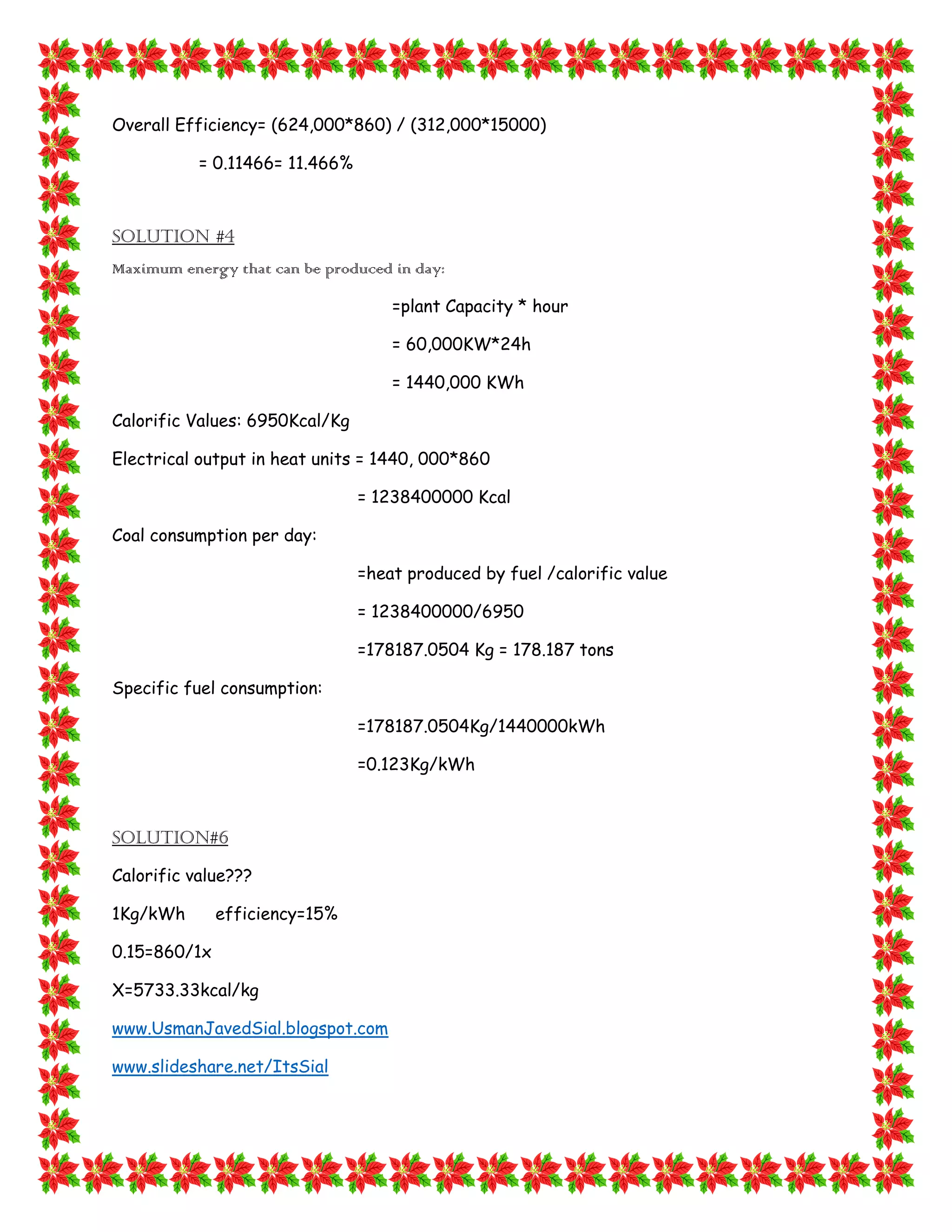 Tutorial solution of Thermal Power station (Principles of power system