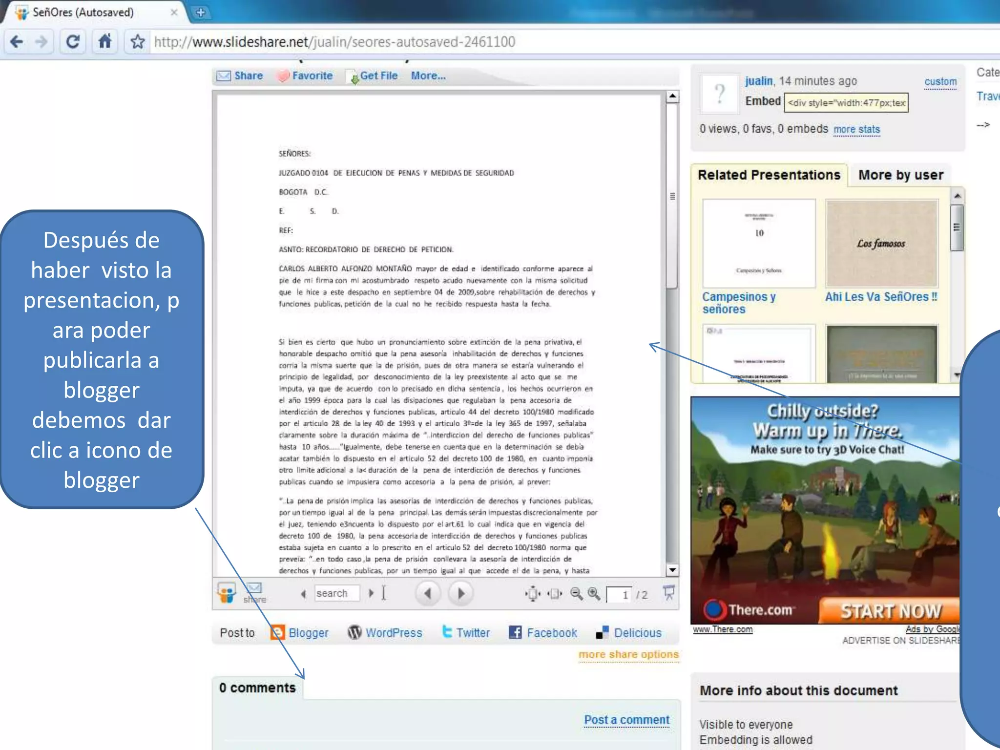 Después de haber  visto la presentacion, para poder publicarla a blogger debemos  dar clic a icono de bloggerDespués de haberle echo clic al documento nos lleva a businnes  donde nos muestra nuestra presentacion 