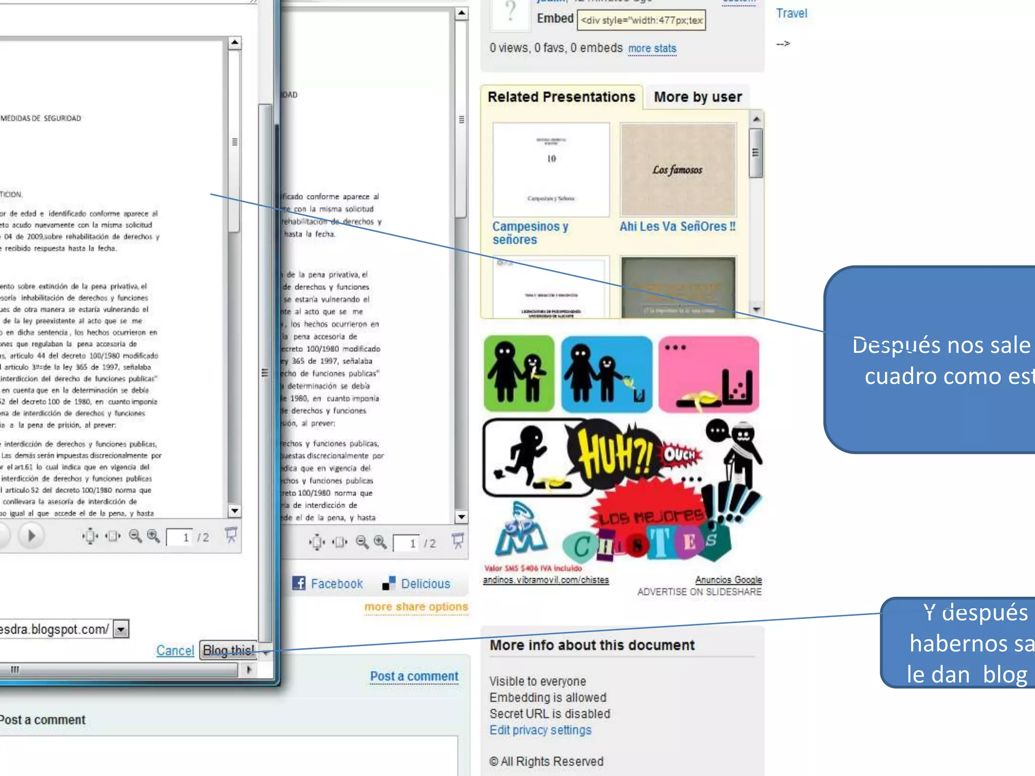 Después nos sale un cuadro como este Y después de habernos salido  le dan  blog  this 