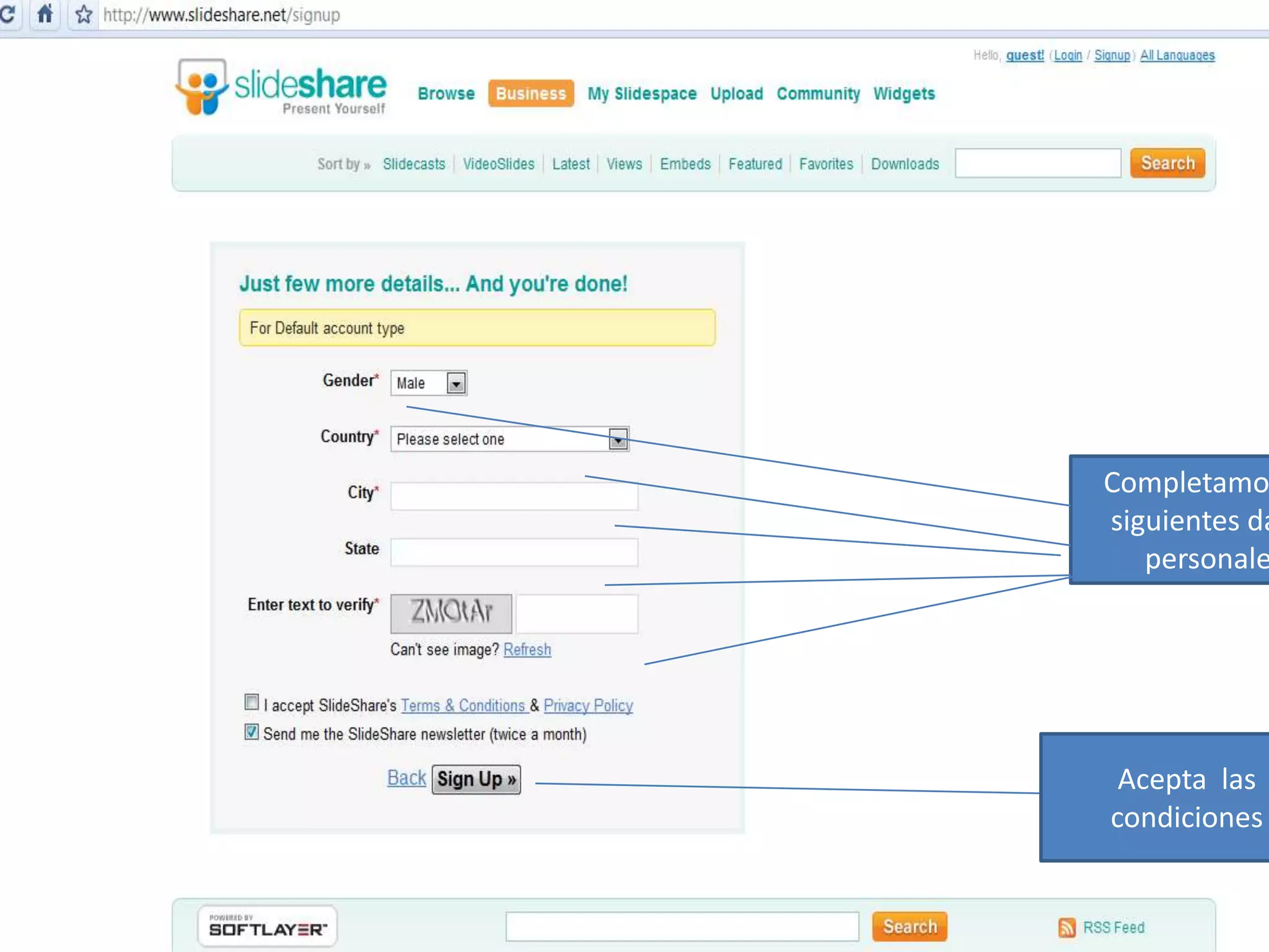 Completamos los siguientes datos personalesAcepta  las condiciones 