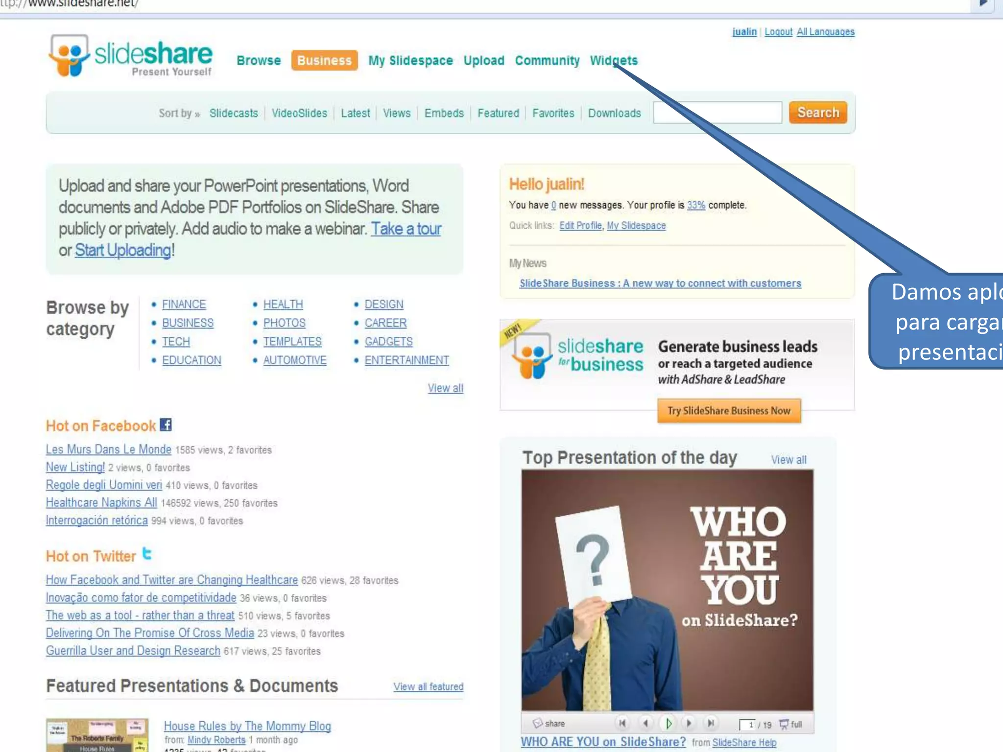 Damos apload   para cargar la presentación 