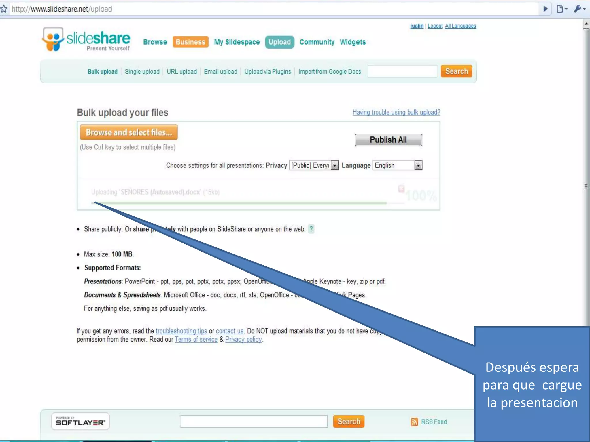 Después espera para que  cargue la presentacion