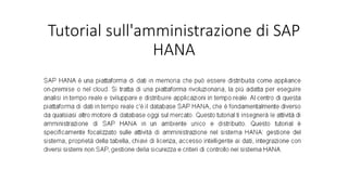 Tutorial sull'amministrazione di SAP
HANA
 
