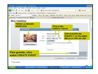 Para guardar, clico sobre  CREATE EVENT TENGO LA IMAGEN INSERTADA TÍTULO DEL EVENTO, FECHA EXPLICACIÓN DEL EVENTO Y LA PALABRA MELILLA CON UN LINK 