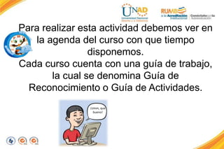 Para realizar esta actividad debemos ver en
la agenda del curso con que tiempo
disponemos.
Cada curso cuenta con una guía de trabajo,
la cual se denomina Guía de
Reconocimiento o Guía de Actividades.
¡Umm, que
bueno!
 