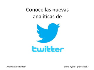 Analíticas de twitter Elena Ayala - @elecapo87
Conoce las nuevas
analíticas de
 