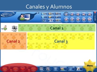Canales y Alumnos Canal 2 Canal 3 Canal 1 Menu 