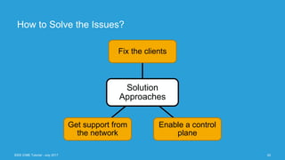 IEEE ICME Tutorial - July 2017 42
How to Solve the Issues?
Solution
Approaches
Fix the clients
Enable a control
plane
Get ...