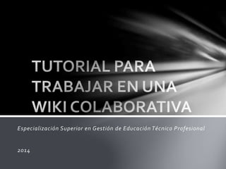 Especialización Superior en Gestión de Educación Técnico Profesional 
2014 
 