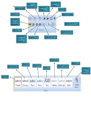 Técnico en sistemas Sena 2013 deisy caterine Betancur Pérez
viñetas
numeración
Lista
multinivel Disminuir
sangría
Aumentar
sangría
Ordenar
Mostrar todo
Alinear el
texto a la
izquierda
Centrar
Alinear el
texto a la
derecha
Justificar Interlineado
Sombreado
Borde inferior
Normal
Sin espacio
Titulo 1
Titulo 2
Titulo
Subtitulo
Énfasis sutil
Énfasis
Cambiar
estilos
 