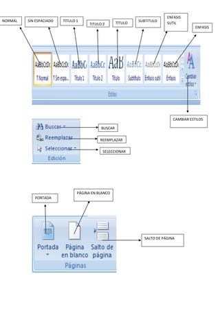 NORMAL SIN ESPACIADO TITULO 1
TITULO 2 TITULO
SUBTITULO
ENFASIS
SUTIL
ENFASIS
CAMBIAR ESTILOS
BUSCAR
REEMPLAZAR
SELECCIONAR
PORTADA
PÁGINA EN BLANCO
SALTO DE PÁGINA
 