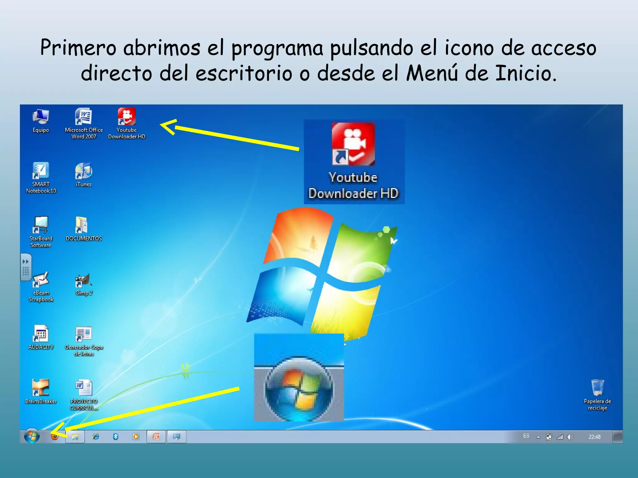 Primero abrimos el programa pulsando el icono de acceso
directo del escritorio o desde el Menú de Inicio.