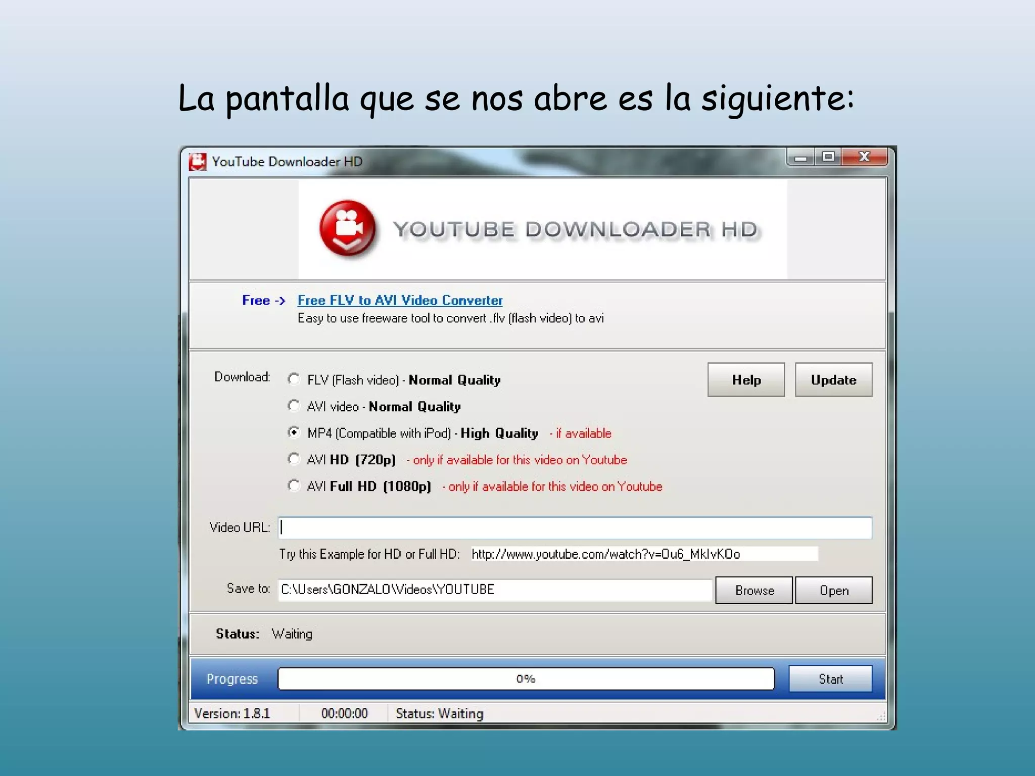 La pantalla que se nos abre es la siguiente: