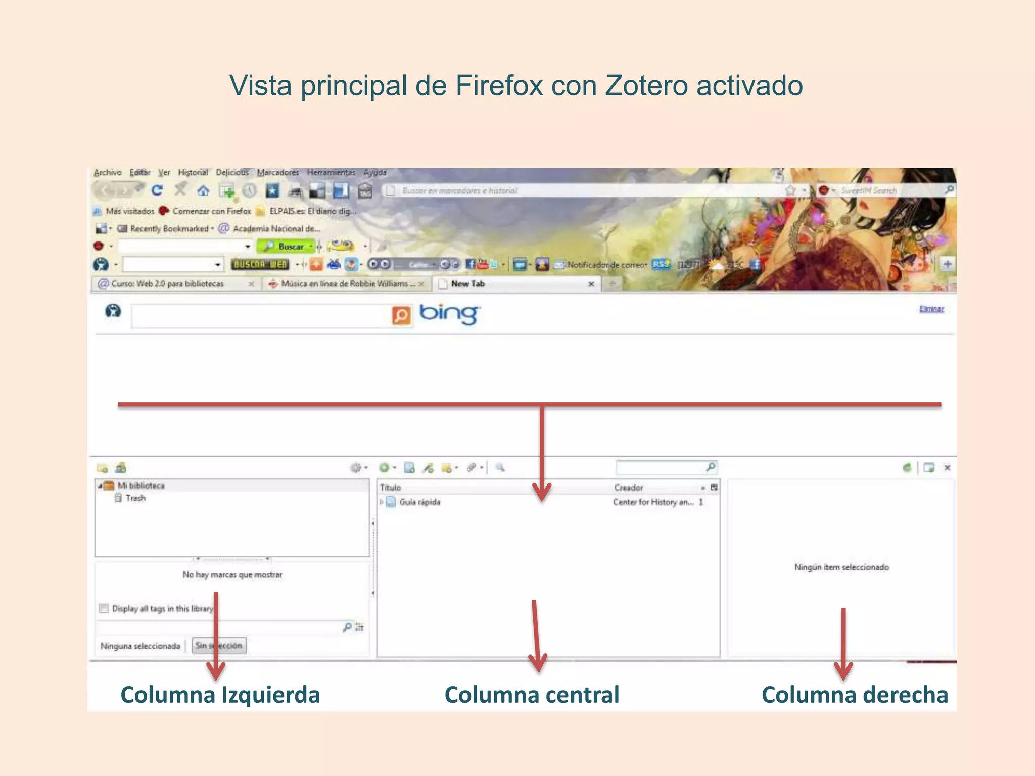 Vista principal de Firefox con Zotero activado




Columna Izquierda         Columna central          Columna derecha
 