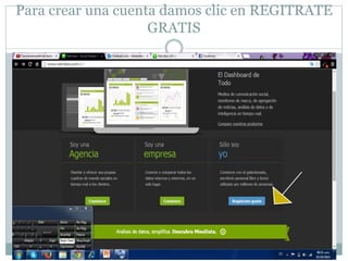 Para crear una cuenta damos clic en REGITRATE 
GRATIS 
 