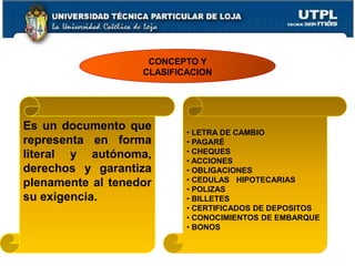4CONCEPTO Y  CLASIFICACION LETRA DE CAMBIO