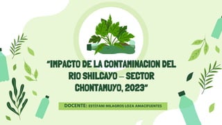 “IMPACTO DE LA CONTAMINACION DEL
RIO SHILCAYO – SECTOR
CHONTAMUYO, 2023”
DOCENTE: ESTÉFANI MILAGROS LOZA AMACIFUENTES
 