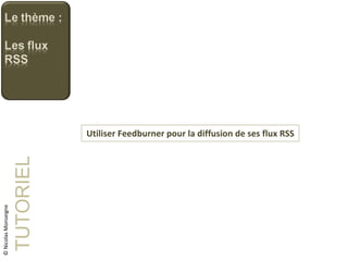 Utiliser Feedburner pour la diffusion de ses flux RSS TUTORIEL © Nicolas Monseigne 