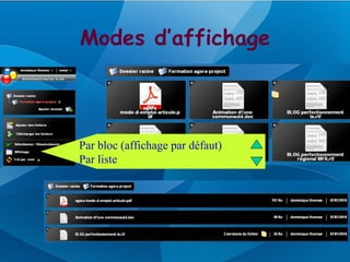 Modes d’affichage



Par bloc (affichage par défaut)
Par liste
 