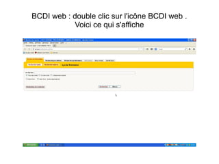 BCDI web : double clic sur l'icône BCDI web .
Voici ce qui s'affiche

 