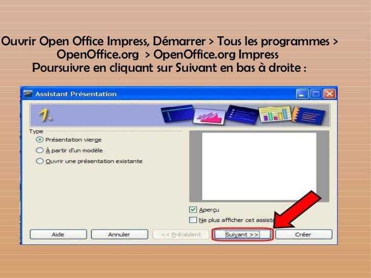 tutoriel diaporama open office impress