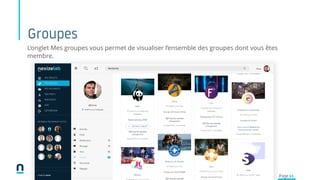 Groupes
L’onglet Mes groupes vous permet de visualiser l’ensemble des groupes dont vous êtes
membre.
Page 11
 