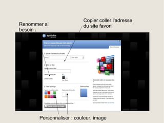 Copier coller l'adresse du site favori Renommer si besoin Personnaliser : couleur, image 