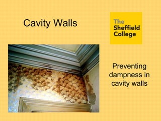 Cavity Walls
Preventing
dampness in
cavity walls
 