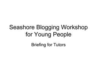 Seashore Blogging Workshop for Young People Briefing for Tutors 