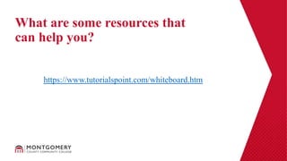 https://www.tutorialspoint.com/whiteboard.htm
What are some resources that
can help you?
 