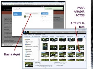 PARA
AÑADIR
FOTOS
Arrastre la
foto
Hacia Aquí