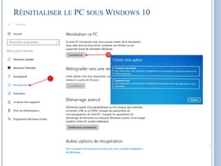 RÉINITIALISER LE PC SOUS WINDOWS 10
 