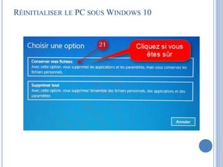 RÉINITIALISER LE PC SOUS WINDOWS 10
 