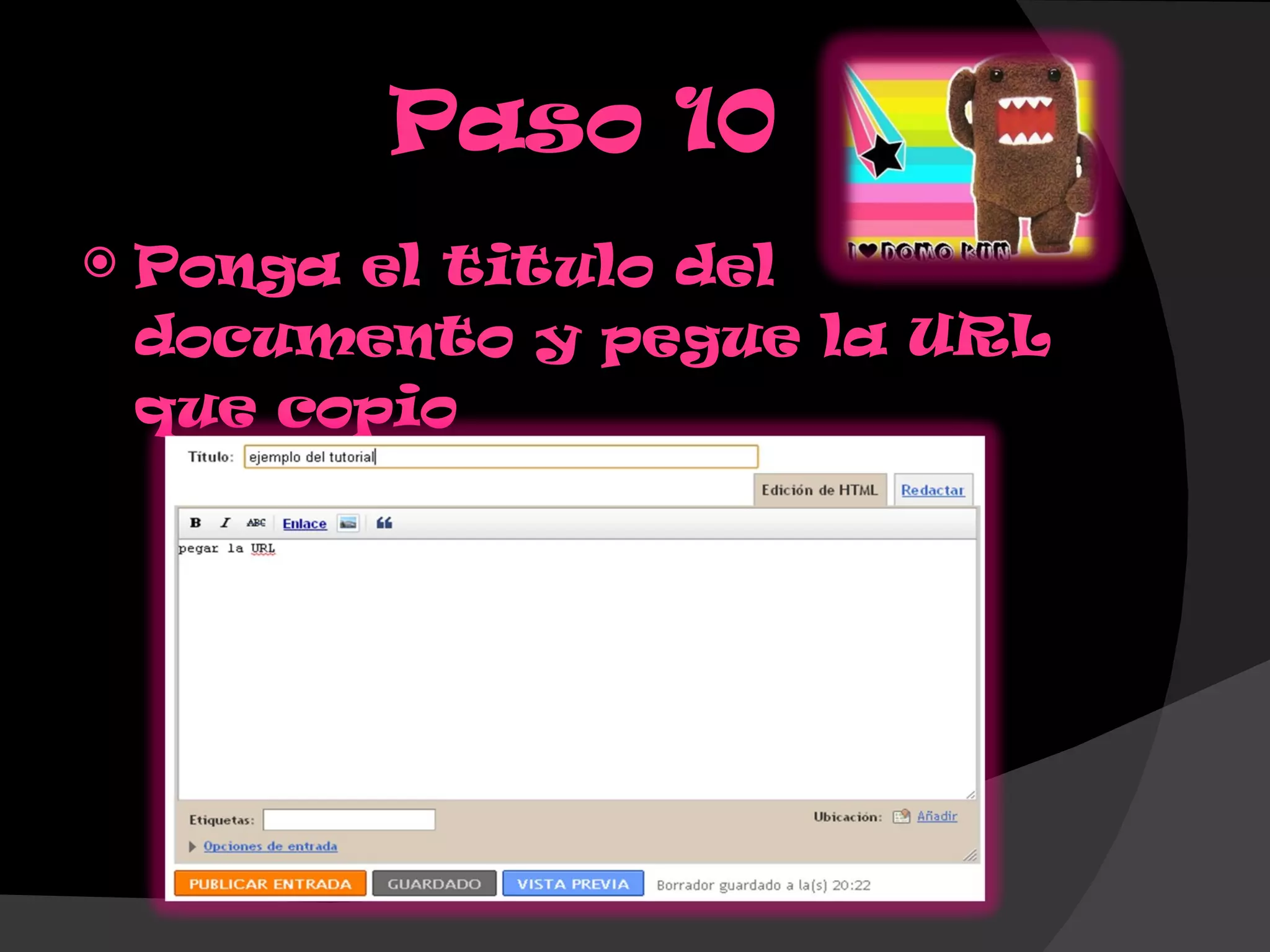 Paso 10 Ponga el titulo del documento y pegue la URL que copio