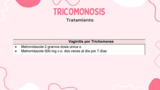 TRICOMONOSIS
TRICOMONOSIS
Tratamiento
 