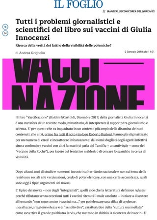 !

54
Tutti i problemi giornalistici e
scientiﬁci del libro sui vaccini di Giulia
Innocenzi
Ricerca della verità dei fatt...