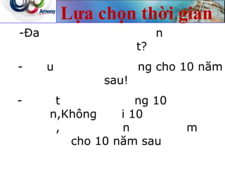 -Đa n
t?
- u ng cho 10 năm
sau!
- t ng 10
n,Không i 10
, n m
cho 10 năm sau
Lựa chọn thời gian
 