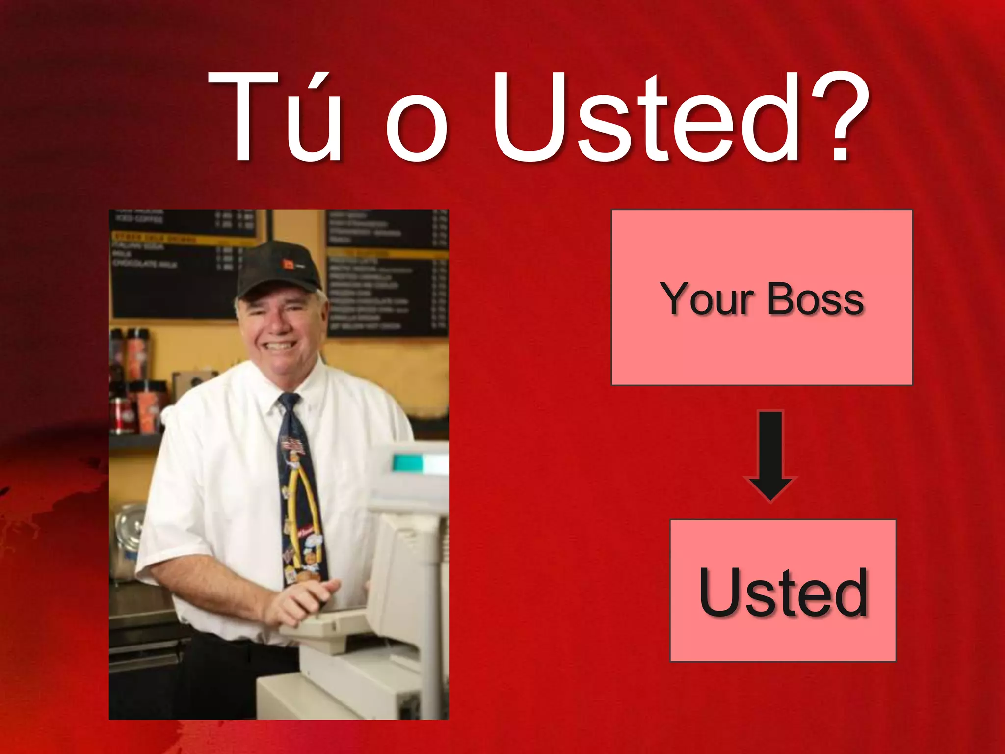 Tú o Usted?
Your Boss

Usted

 