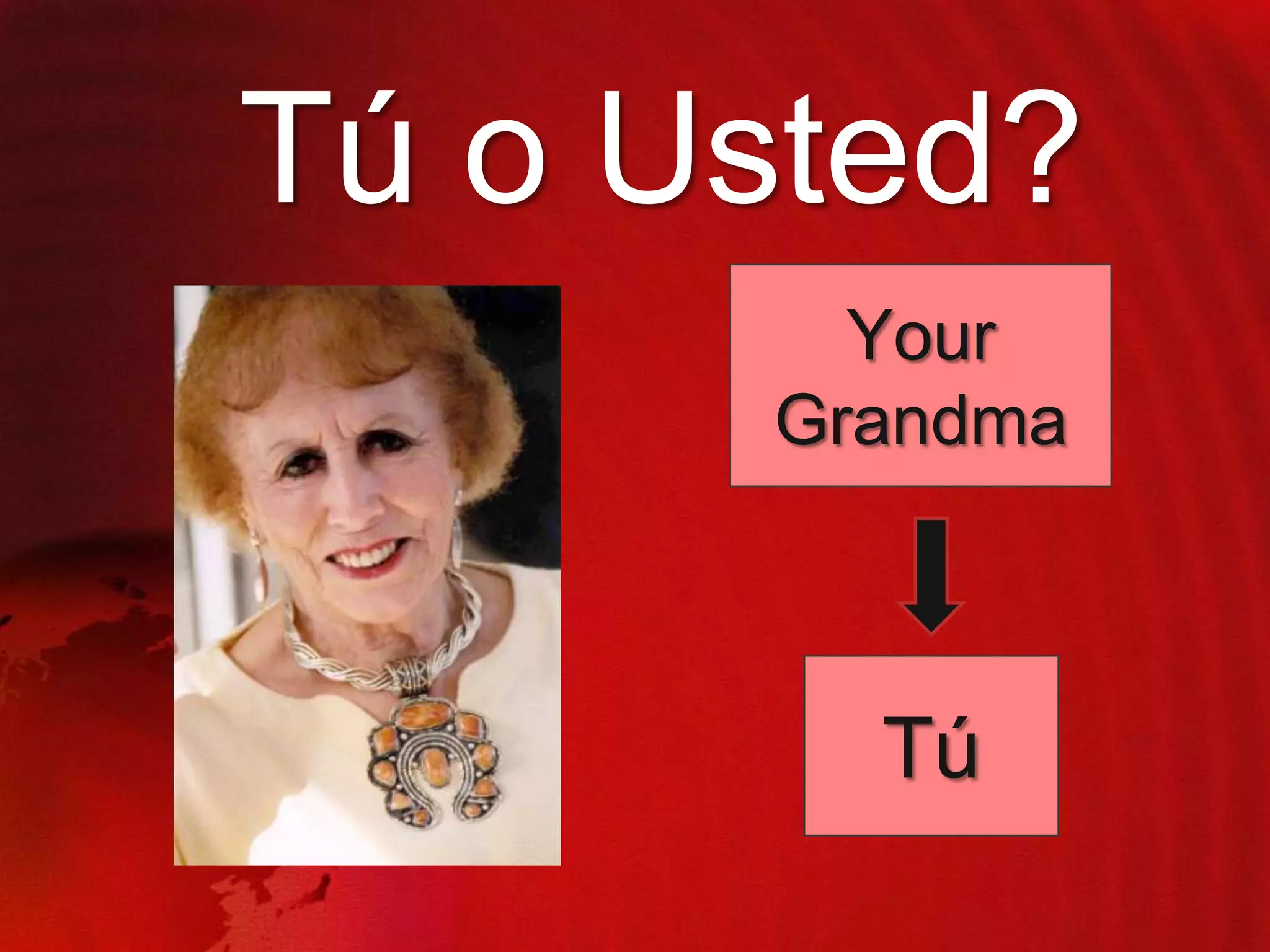 Tú o Usted?
Your
Grandma

Tú

 