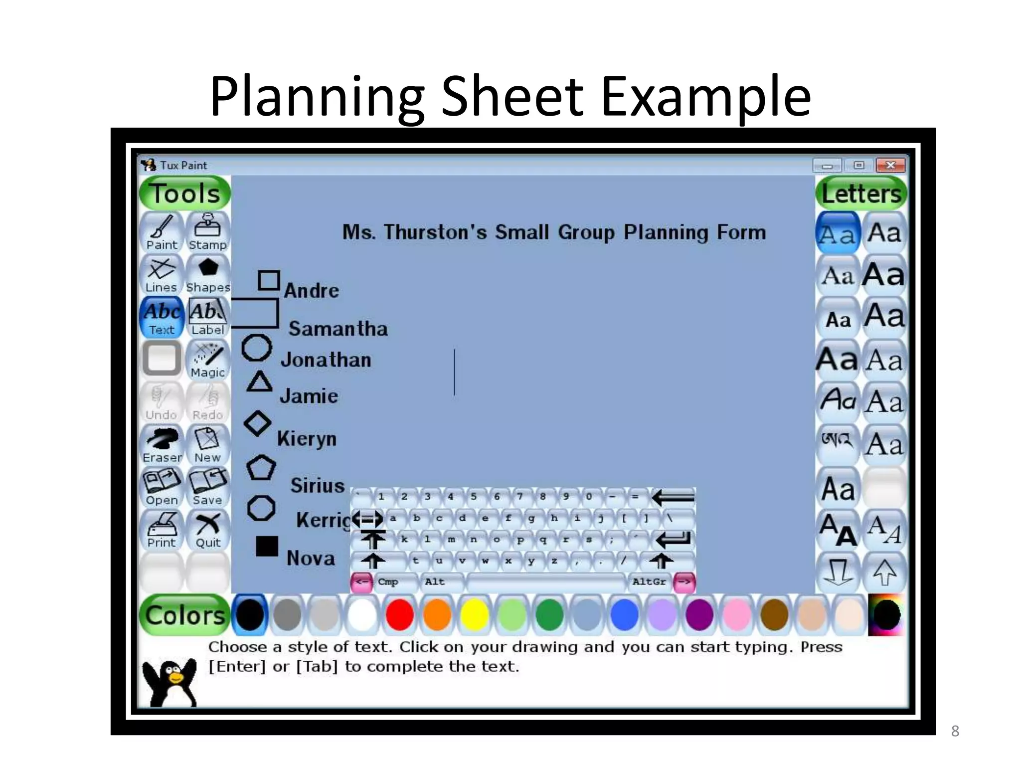 Planning Sheet Example
8
 