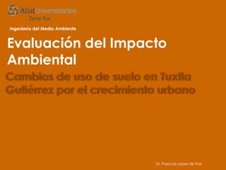 Evaluación del Impacto
Ambiental
Cambios de uso de suelo en Tuxtla
Gutiérrez por el crecimiento urbano
Ingeniería del Medio Ambiente
Dr. Pascual López de Paz.
 