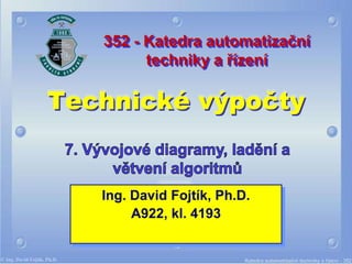 352 - Katedra automatizační
         techniky a řízení

Technické výpočty


   Ing. David Fojtík, Ph.D.
        A922, kl. 4193
 