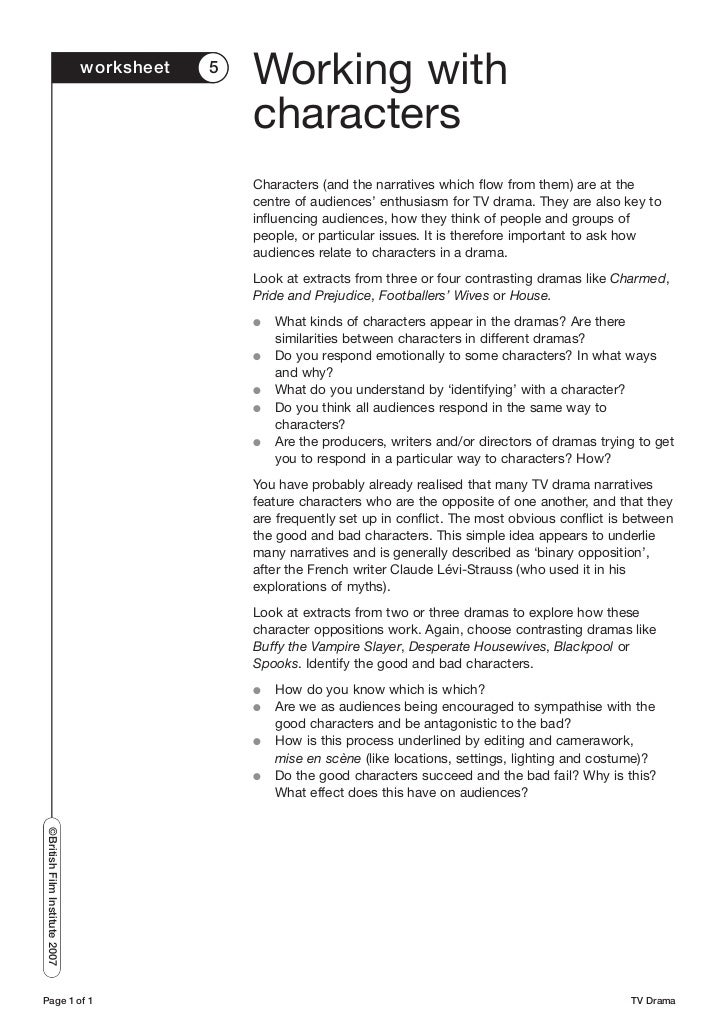 Tv Drama Worksheets