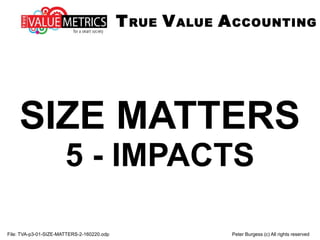 SIZE MATTERS
5 - IMPACTS
File: TVA-p3-01-SIZE-MATTERS-2-160220.odp Peter Burgess (c) All rights reserved
TRUE VALUE ACCOUNTING
 